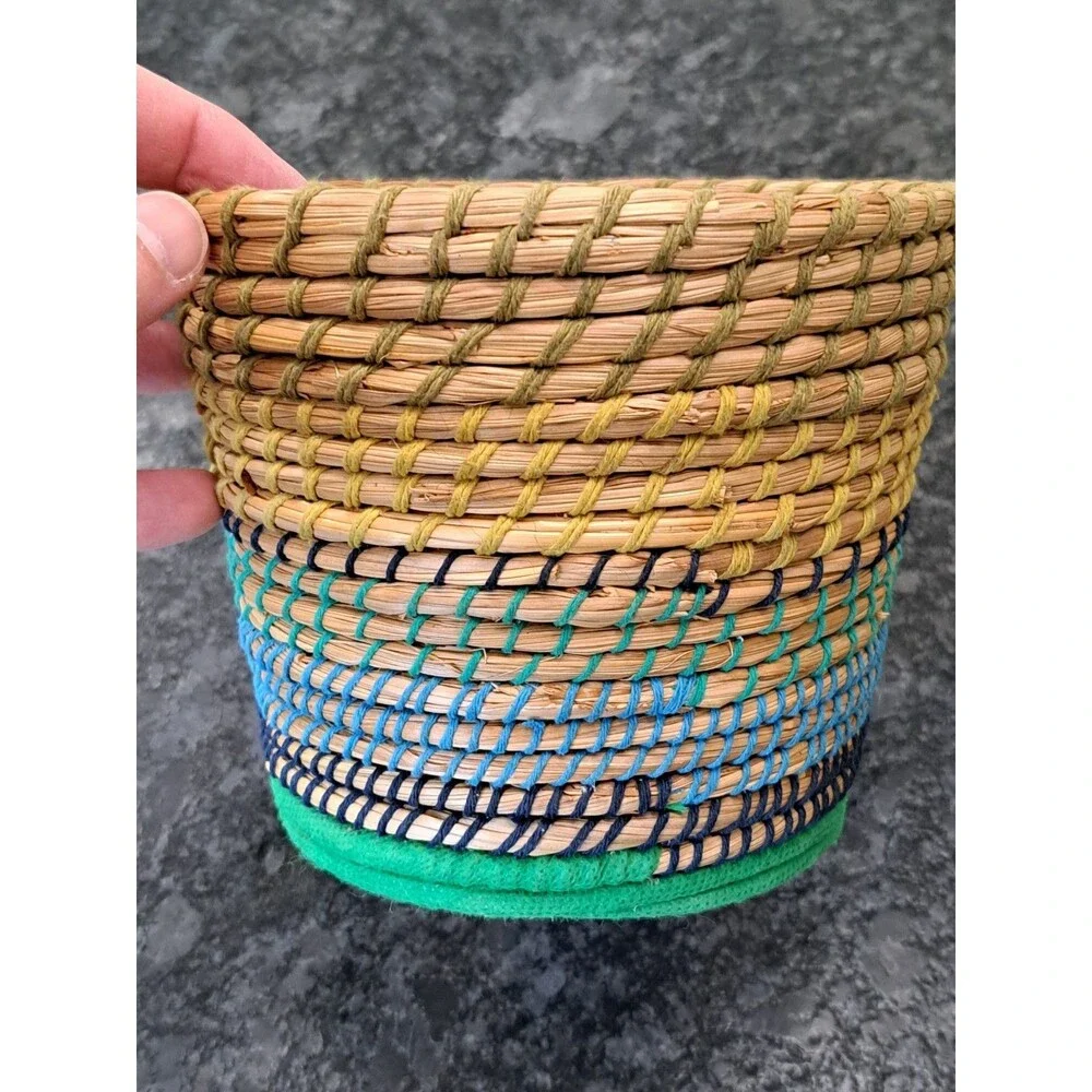 IKEA Riskorn Planter Flower Pot Woven Natural Fiber Plastic Liner